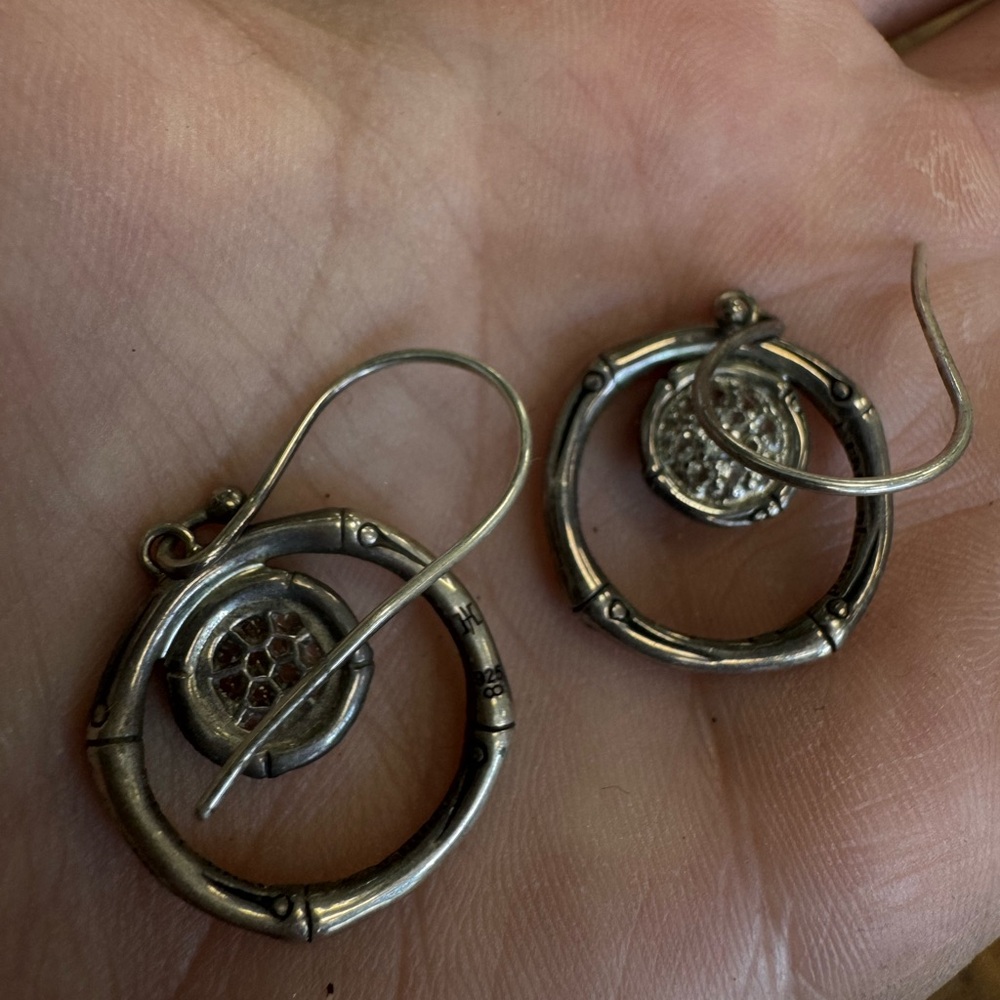 John Hardy Bamboo Sterling Silver Earrings 5.9g - Picture 5 of 9